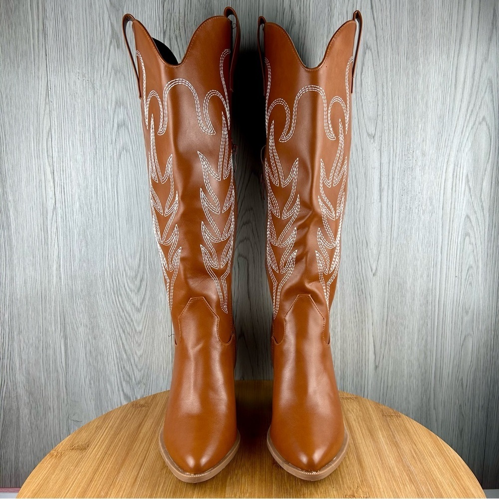 WOMEN’S KNEE HIGH COWBOY BOOTS (CATTLE-9) - Picture 5 of 12
